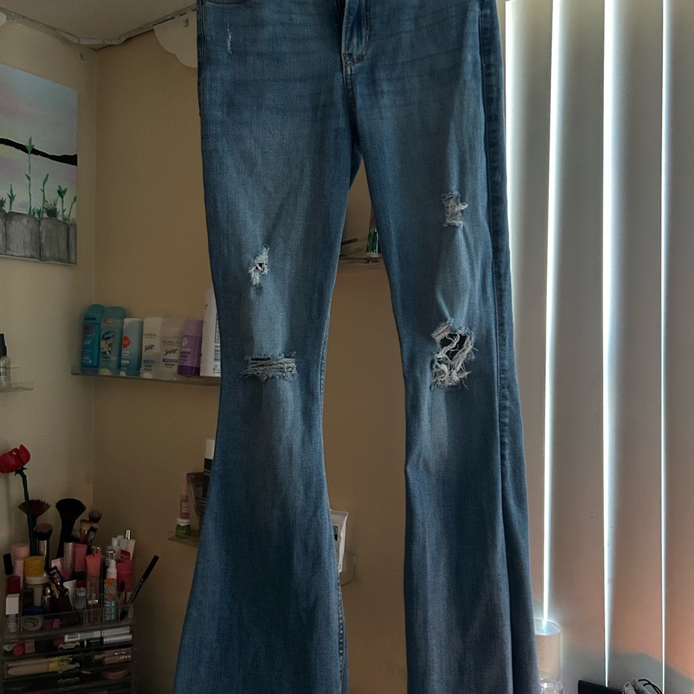 Distressed Blue Jeans
